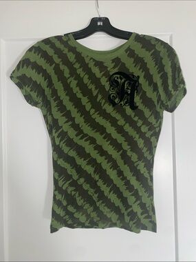 L.A.M.B. Green and Black Patterned Short Sleeve Tee